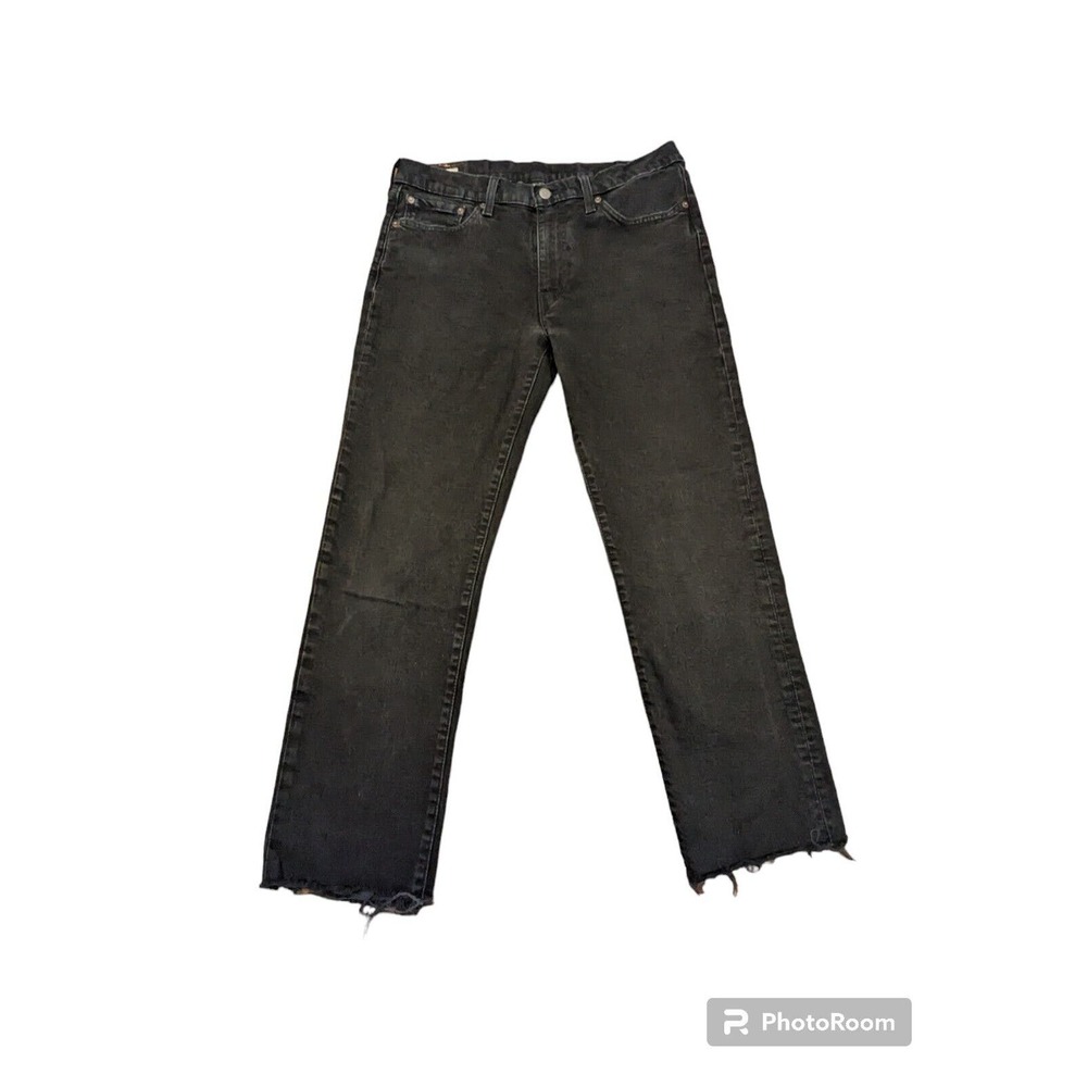 Levi's 514 Premium Big E Jeans Mens 33x28 Altered Black Stretch Straight Reg